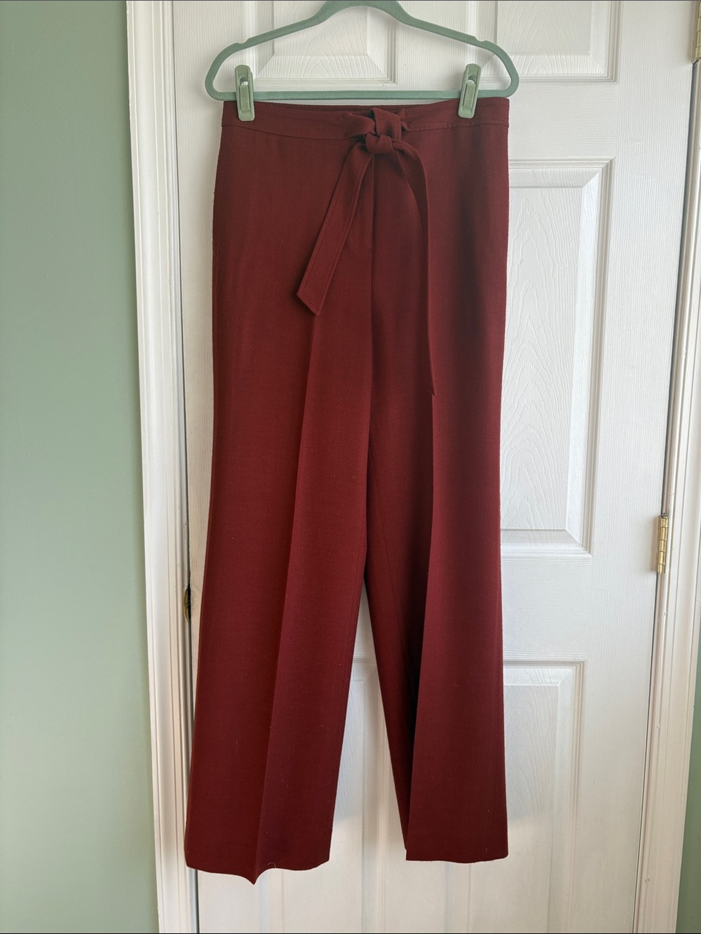 J. Crew Wide-Leg Tie-Waist Pants — Wine